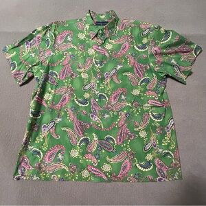 Ralph Lauren Green Colorful Paisley Oxford Button Shirt - Men’s Size XXL